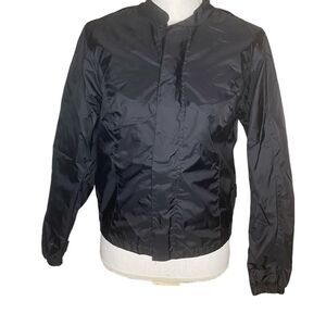 Harley Davidson Mens Black Genuine Leather Trim Windbreaker Jacket Size Medium